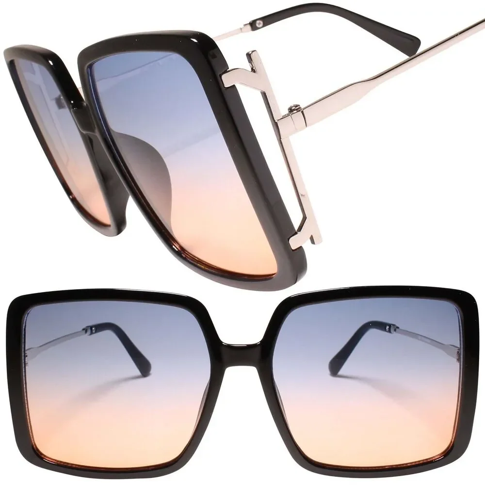 Gorgeous Designer Luxury Oversized Exaggerated Square Womens Sunglasses Black